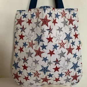 Bold Patriotic Stars on Plank Handmade Cotton Tote